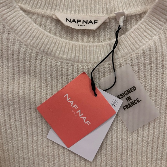 NAF NAF from Paris. Cream sweater with floral embroidered sleeves. New with tags - Picture 3 of 3